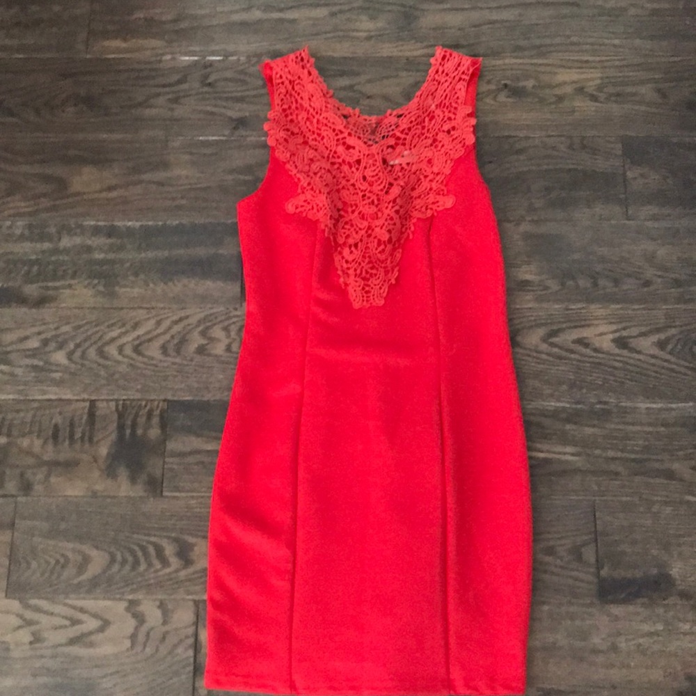 Red body con dress